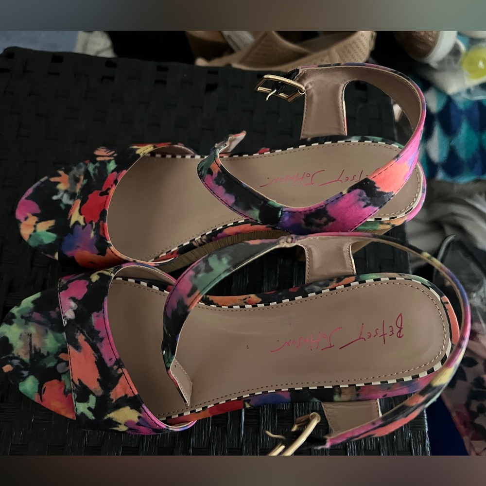 Betsey Johnson! Multi-color platform heels, size 9.5